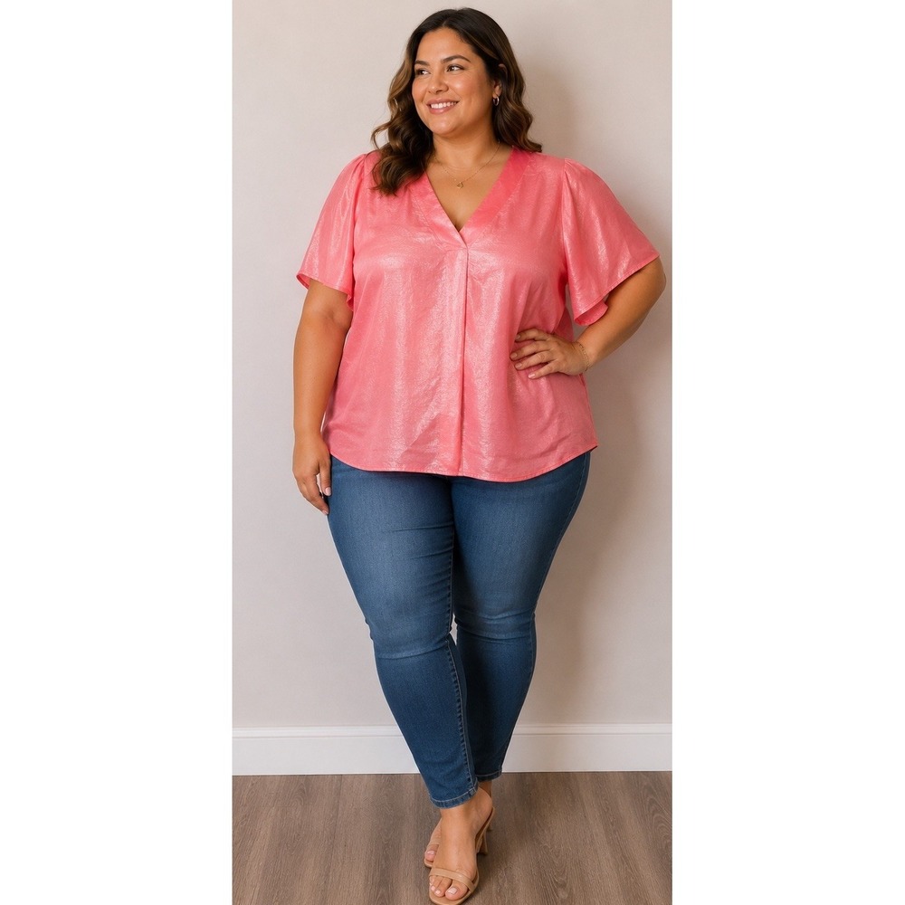 Andree By Unit Pink Soft Top Blouse Plus Size 2x NWT